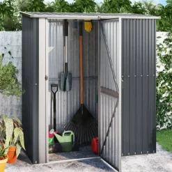 vidaXL Jardín-Cobertizo jardín acero galvanizado 180,5x97x209,5 cm