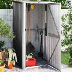 vidaXL Cobertizo jardín acero galvanizado 118,5x97x209,5 cm Antracita New