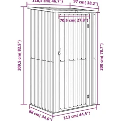 vidaXL Cobertizo jardín acero galvanizado 118,5x97x209,5 cm Antracita New