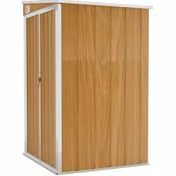 vidaXL Cobertizo jardín pared acero galvanizado marrón 118x100x178 cm Marr&oacute;n Outlet