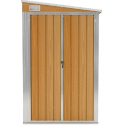 vidaXL Cobertizo jardín pared acero galvanizado marrón 118x100x178 cm Marrón Outlet