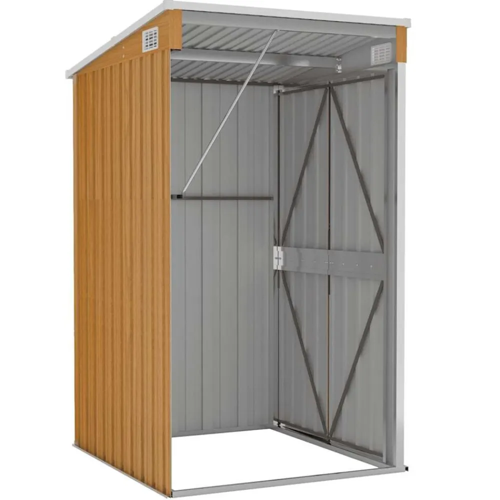 vidaXL Cobertizo jardín pared acero galvanizado marrón 118x100x178 cm Marrón Outlet