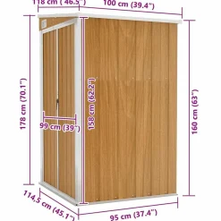 vidaXL Cobertizo jardín pared acero galvanizado marrón 118x100x178 cm Marrón Outlet