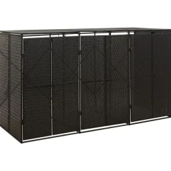 vidaXL Productos Del Hogar-Cobertizo para 3 contenedores de basura ratán PE 207x80x117 cm