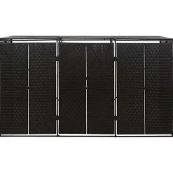 vidaXL Productos Del Hogar-Cobertizo para 3 contenedores de basura ratán PE 207x80x117 cm