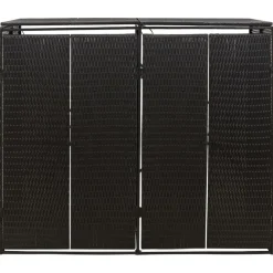 vidaXL Cobertizo para 2 contenedores de basura ratán PE 140x80x117cm Negro Online