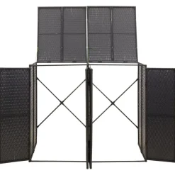 vidaXL Cobertizo para 2 contenedores de basura ratán PE 140x80x117cm Negro Online