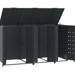 vidaXL Productos Del Hogar-Cobertizo para 3 cubos de basura acero 207x79x117 cm