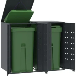 vidaXL Productos Del Hogar-Cobertizo para 2 cubos de basura acero 138x79x117 cm