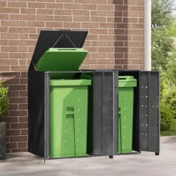 vidaXL Productos Del Hogar-Cobertizo para 2 cubos de basura acero 138x79x117 cm