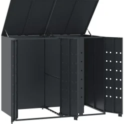 vidaXL Productos Del Hogar-Cobertizo para 2 cubos de basura acero 138x79x117 cm