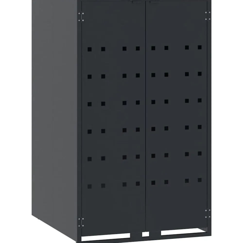 vidaXL Cobertizo para 6 cubos de basura acero 414x79x117 cm Antracita Clearance