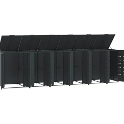 vidaXL Cobertizo para 6 cubos de basura acero 414x79x117 cm Antracita Clearance