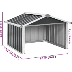 vidaXL Cobertizo para cortacésped acero galvanizado 92x97x63 cm Antracita New
