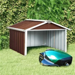 vidaXL Cobertizo para cortacésped acero galvanizado marrón 92x97x63 cm Marr&oacute;n Clearance