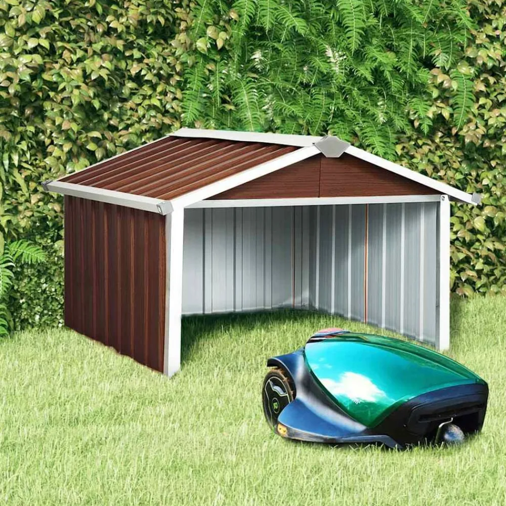 vidaXL Cobertizo para cortacésped acero galvanizado marrón 92x97x63 cm Marr&oacute;n Clearance