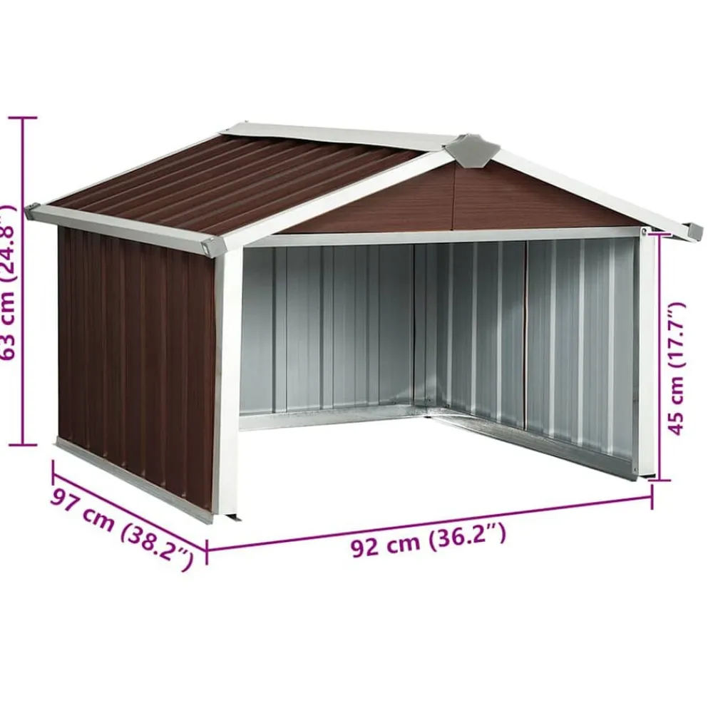 vidaXL Cobertizo para cortacésped acero galvanizado marrón 92x97x63 cm Marr&oacute;n Clearance