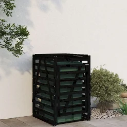 vidaXL Cobertizo para cubos de basura madera 84x90x128,5 cm Pino negro Sale