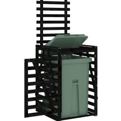 vidaXL Cobertizo para cubos de basura madera 84x90x128,5 cm Pino negro Sale