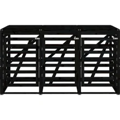 vidaXL Productos Del Hogar-Cobertizo triple para cubos de basura madera maciza
