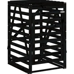 vidaXL Productos Del Hogar-Cobertizo triple para cubos de basura madera maciza