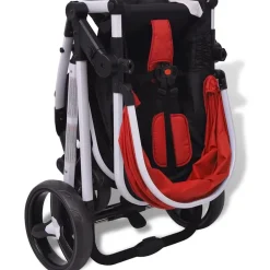 Niños vidaXL Transporte De Bebés-Cochecito de bebé 3 en 1 y negro aluminio
