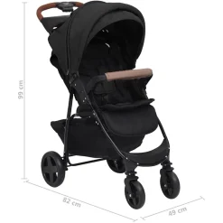 Niños vidaXL Transporte De Bebés-Cochecito de bebé 3 en 1 de acero gris