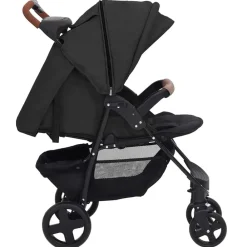 Niños vidaXL Transporte De Bebés-Cochecito de bebé 3 en 1 de acero gris
