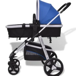 Niños vidaXL Transporte De Bebés-Cochecito de bebé 3 en 1 y negro aluminio