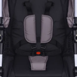 Niños vidaXL Transporte De Bebés-Cochecito de bebé 3 en 1 y negro aluminio