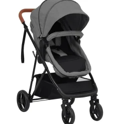 vidaXL Cochecito de bebé 3 en 1 de acero y negro Gris claro Clearance