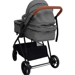 vidaXL Cochecito de bebé 3 en 1 de acero y negro Gris claro Clearance