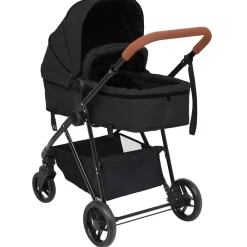 vidaXL Cochecito de bebé 3 en 1 de acero gris y negro Antracita Outlet
