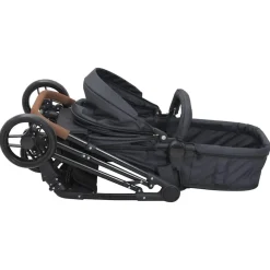 Niños vidaXL Transporte De Bebés-Cochecito de bebé 2 en 1 de acero gris y negro