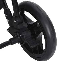 Niños vidaXL Transporte De Bebés-Cochecito de bebé 2 en 1 de acero gris y negro