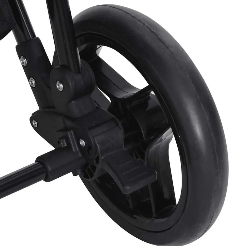 Niños vidaXL Transporte De Bebés-Cochecito de bebé 2 en 1 de acero gris y negro