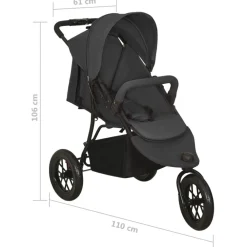 Niños vidaXL Transporte De Bebés-Cochecito de bebé de acero gris