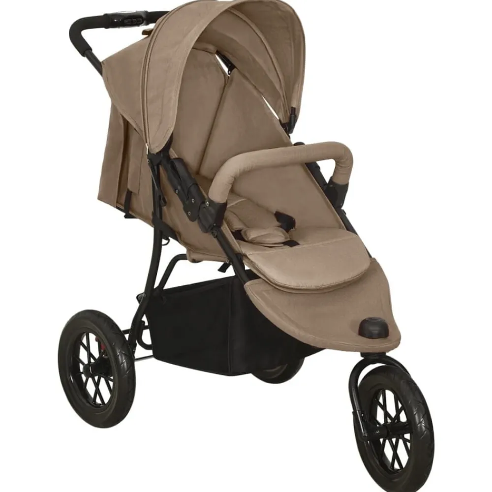 Niños vidaXL Transporte De Bebés-Cochecito de bebé de acero gris taupe