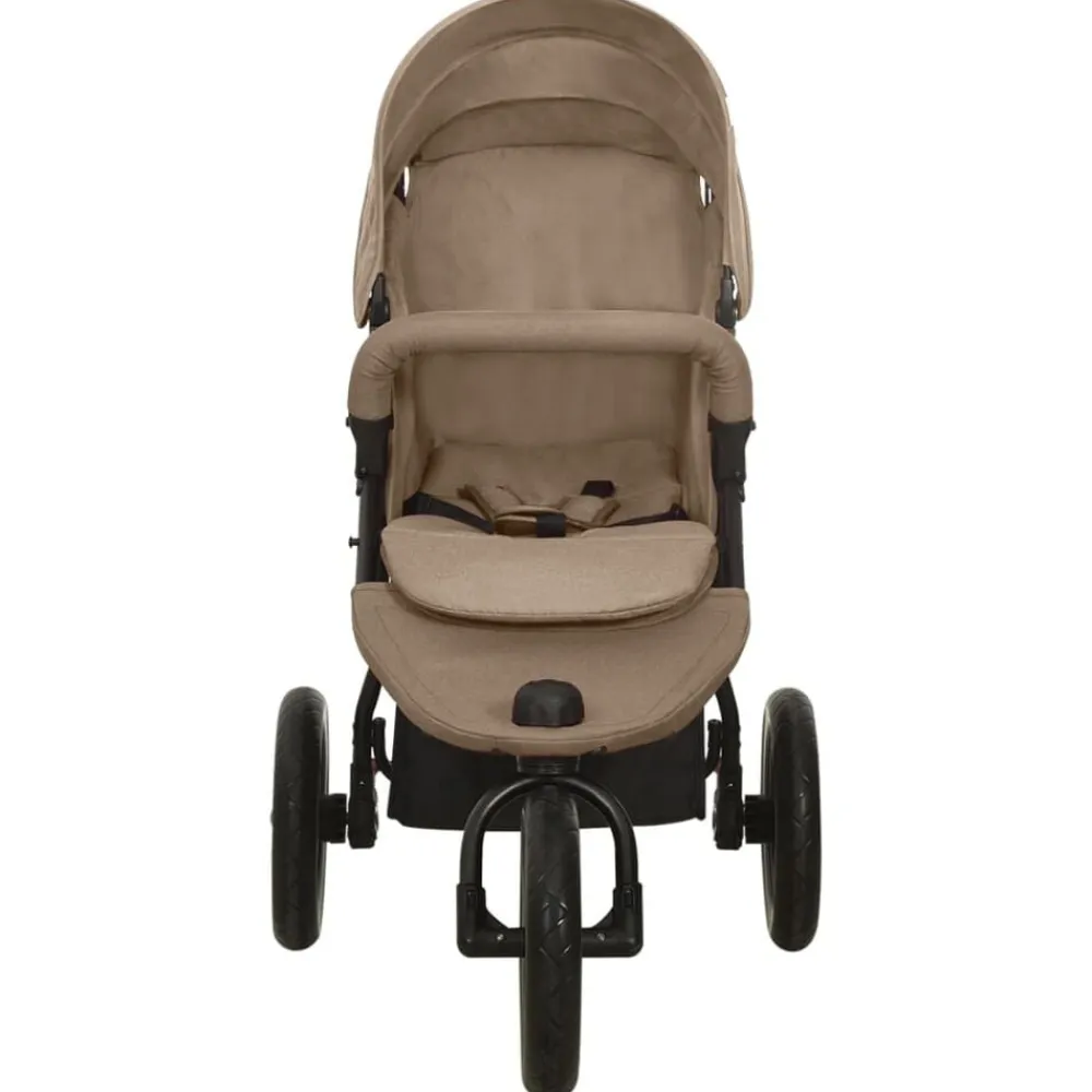 Niños vidaXL Transporte De Bebés-Cochecito de bebé de acero gris taupe
