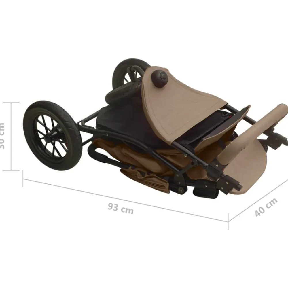 Niños vidaXL Transporte De Bebés-Cochecito de bebé de acero gris taupe