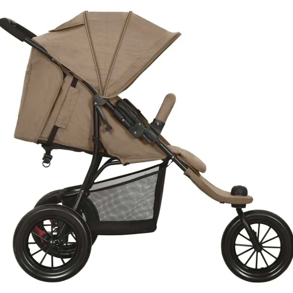 Niños vidaXL Transporte De Bebés-Cochecito de bebé de acero gris taupe