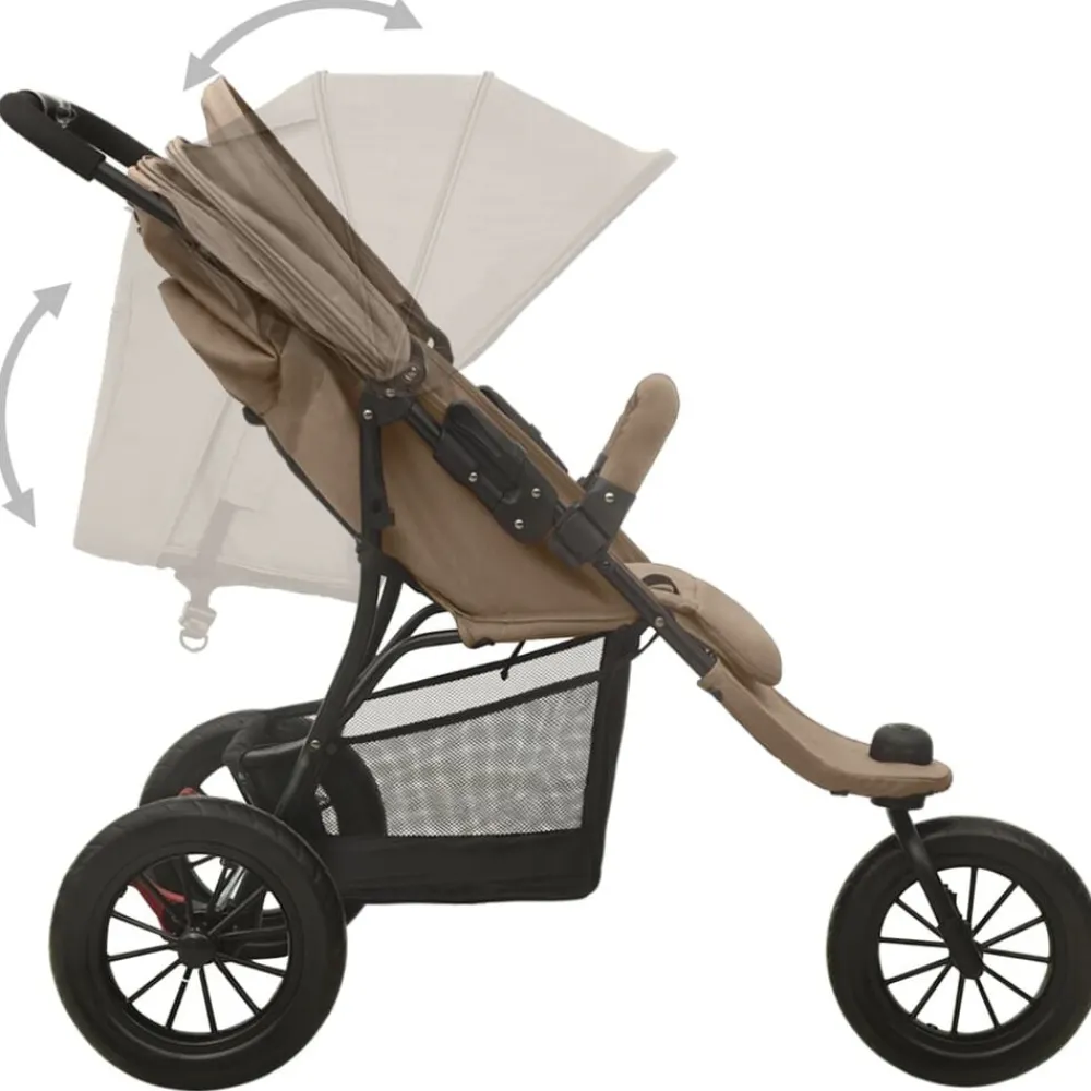 Niños vidaXL Transporte De Bebés-Cochecito de bebé de acero gris taupe