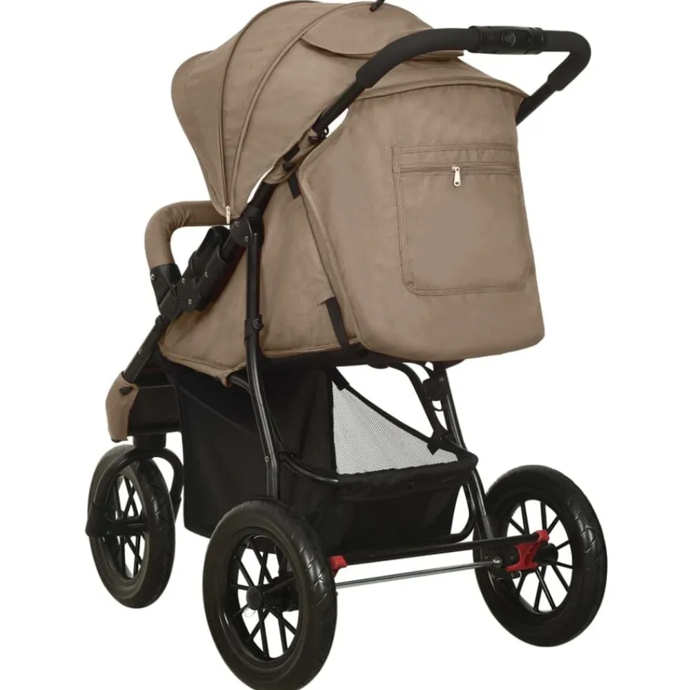 Niños vidaXL Transporte De Bebés-Cochecito de bebé de acero gris taupe