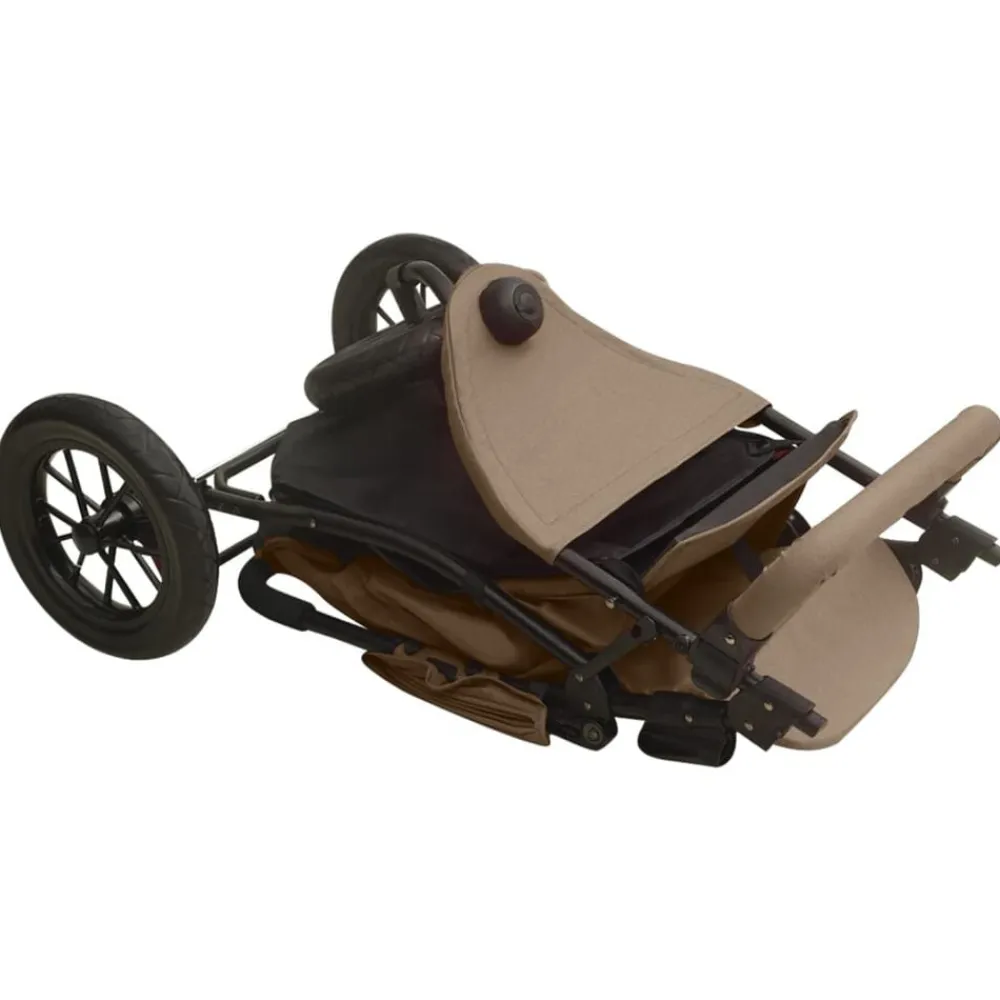 Niños vidaXL Transporte De Bebés-Cochecito de bebé de acero gris taupe