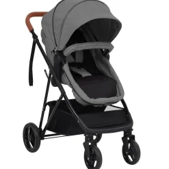 Niños vidaXL Transporte De Bebés-Cochecito de bebés 2 en 1 de acero y negro