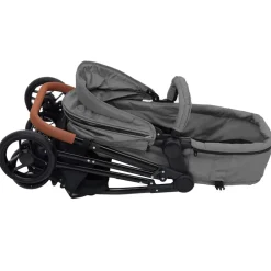 Niños vidaXL Transporte De Bebés-Cochecito de bebés 2 en 1 de acero y negro