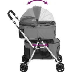vidaXL Cochecito doble de perros plegable tela oxford 83x48x97cm Gris Clearance