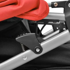 vidaXL Cochecito gemelar de acero y negro Rojo New