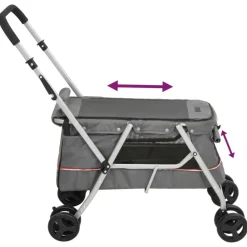 vidaXL Cochecito para perros plegable tela lino 100x49x96 cm Gris Online