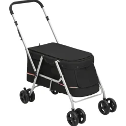 vidaXL Cochecito para perros plegable tela lino 100x49x96 cm Negro Best